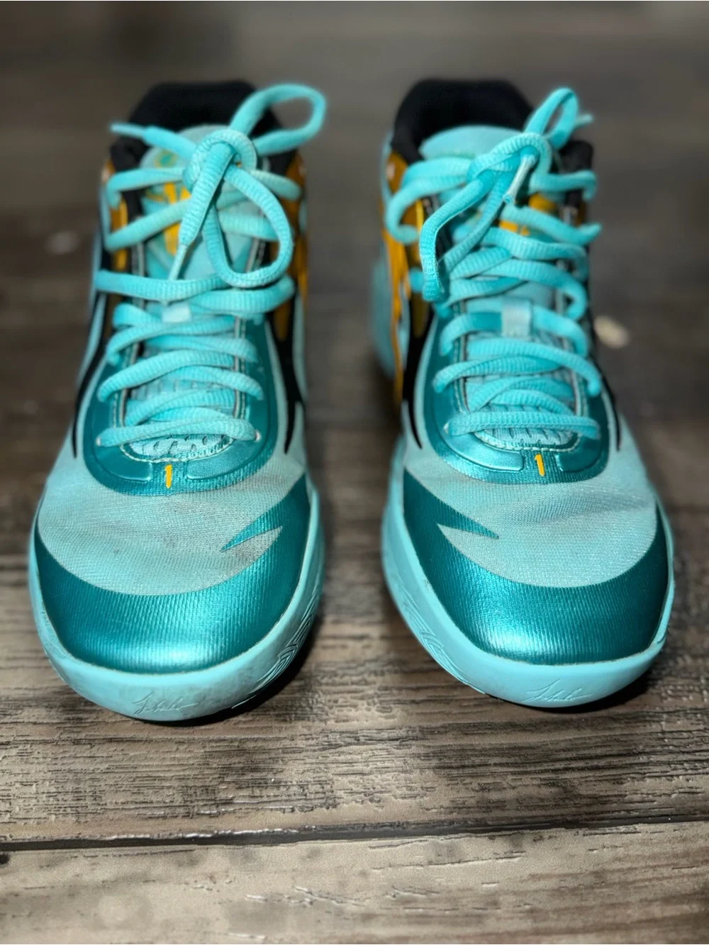 Melo Kids Sneakers in Aqua Turquoise with Yellow Accents
